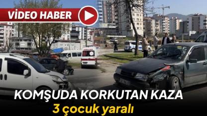 Hafif ticari araç ile otomobil çarpıştı: 3 çocuk yaralı