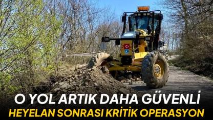 Heyelanlı yol yeniden ulaşıma açıldı