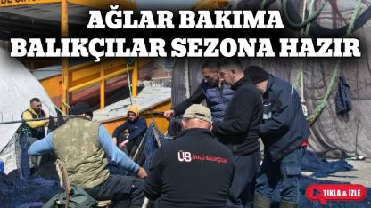 Karadenizli balıkçılar sezon sonunda ağlarını onarıyor