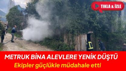 Metruk bina alevlere teslim oldu: Ekiplerden zorlu müdahale