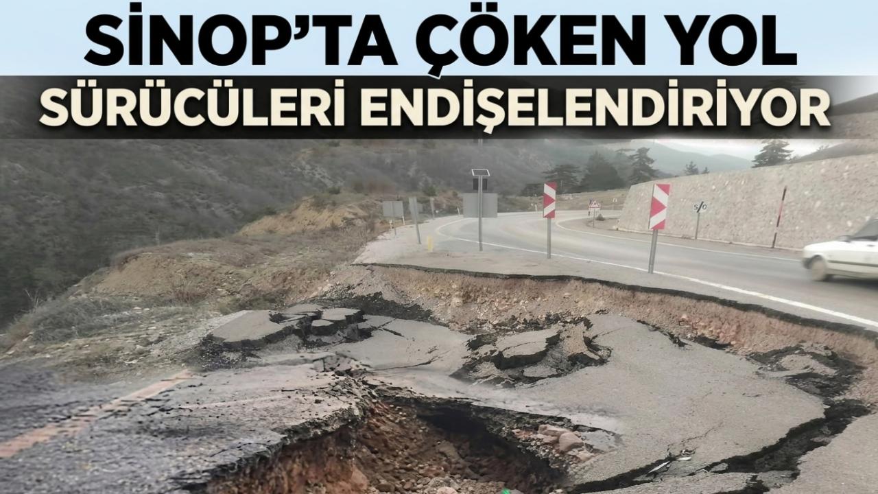 Sinop'ta çöken yol alarm veriyor!