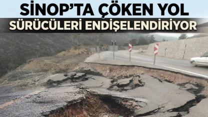 Sinop'ta çöken yol alarm veriyor!