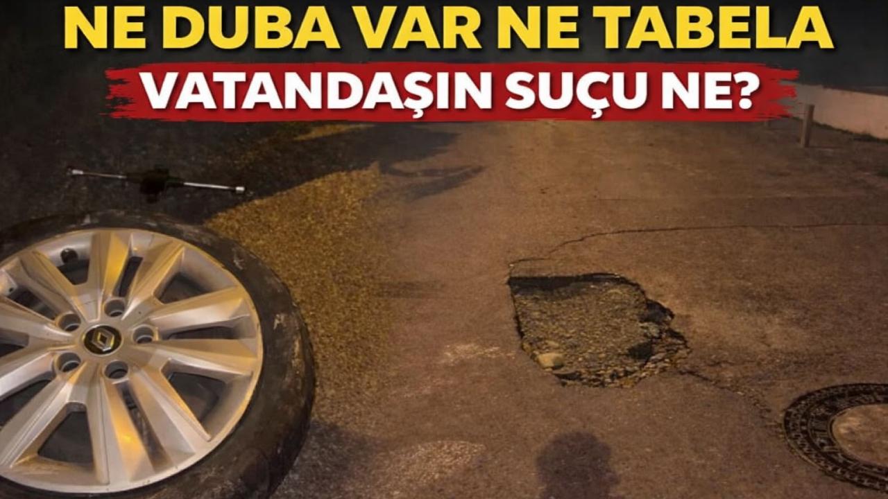 Sinop'ta çukura düşen aracın lastiği yarıldı