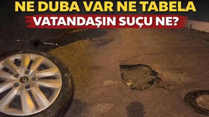Sinop'ta çukura düşen aracın lastiği yarıldı