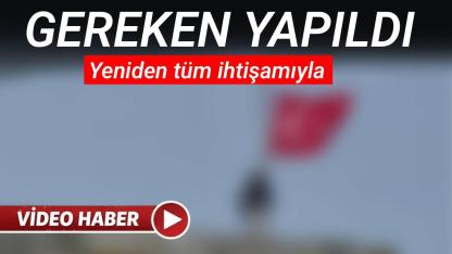 Sinop’ta Kale surundaki Türk bayrağı yenilendi