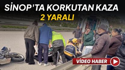 Sinop’ta motosiklet otomobile çarptı: 2 yaralı
