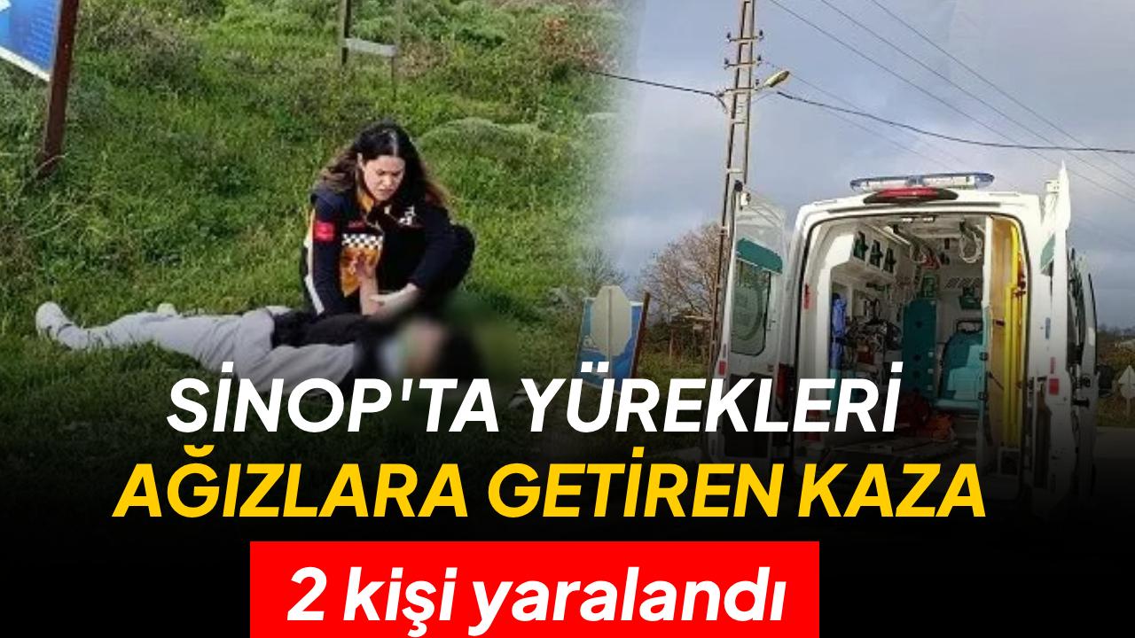 Sinop’ta otomobille çarpışan motosikletteki 2 genç yaralandı
