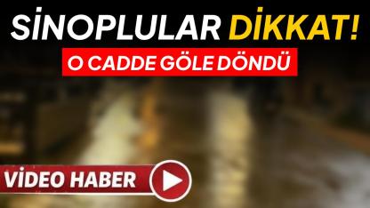 Sinop’ta su sızıntısı caddeyi göle çevirdi