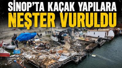 Sinop'un ilçesinde imara aykırı olduğu tespit edilen yapılar yıkıldı