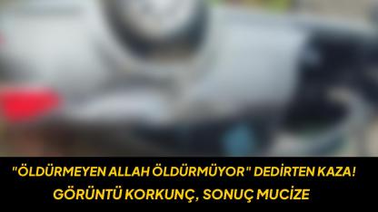 Takla atan otomobilden yara almadan kurtuldu