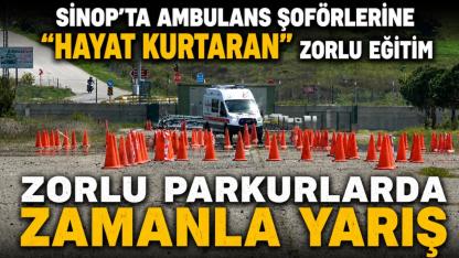 Sinop'ta ambulans sürücüleri zorlu parkurlarda yeteneklerini sergiledi