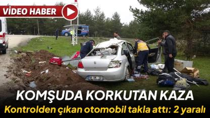 Takla atan otomobildeki yaşlı çift yaralandı