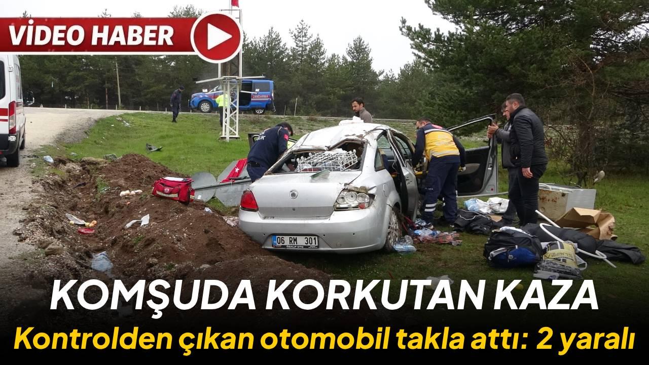 Takla atan otomobildeki yaşlı çift yaralandı