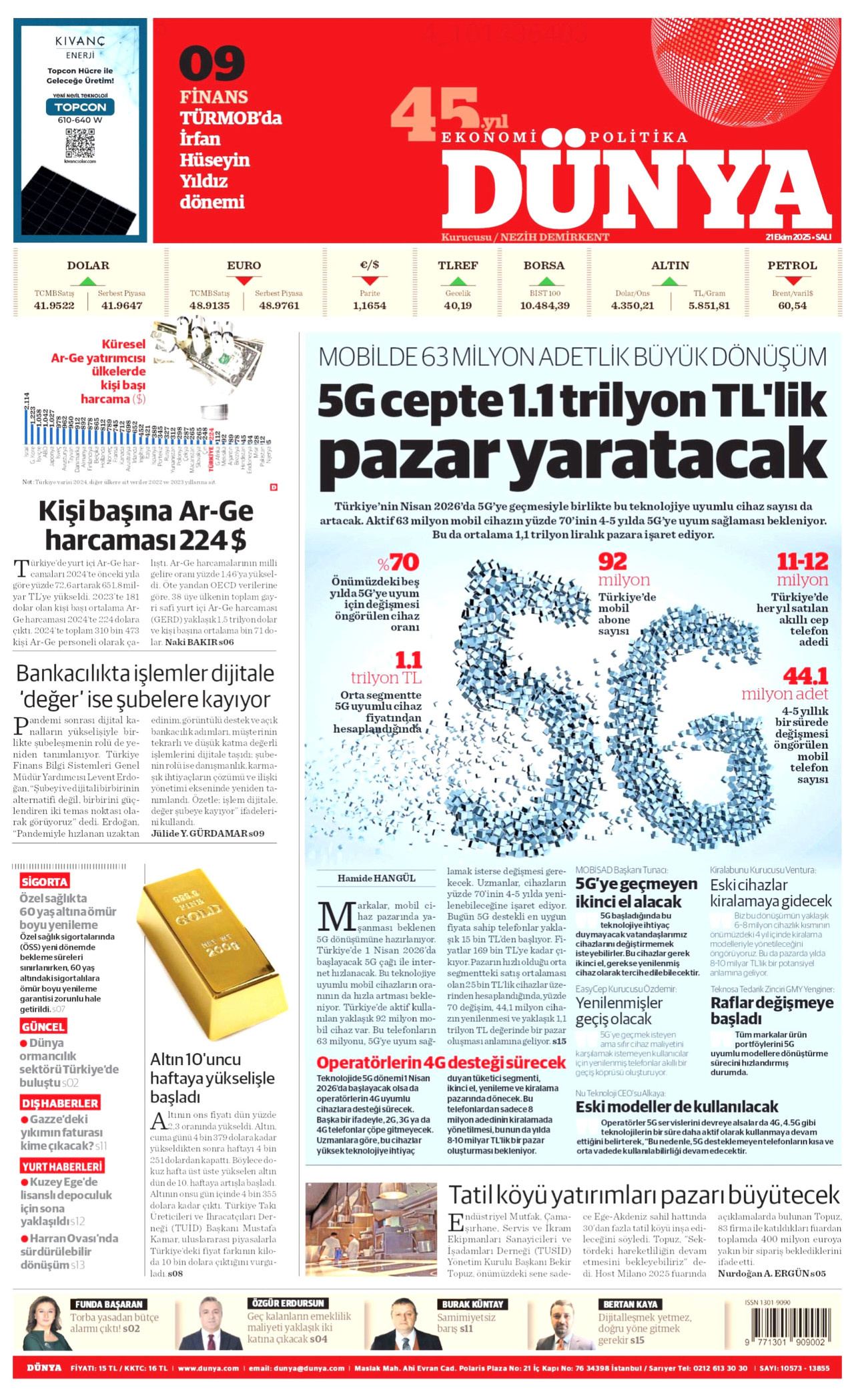 DÜNYA Gazete Manşeti