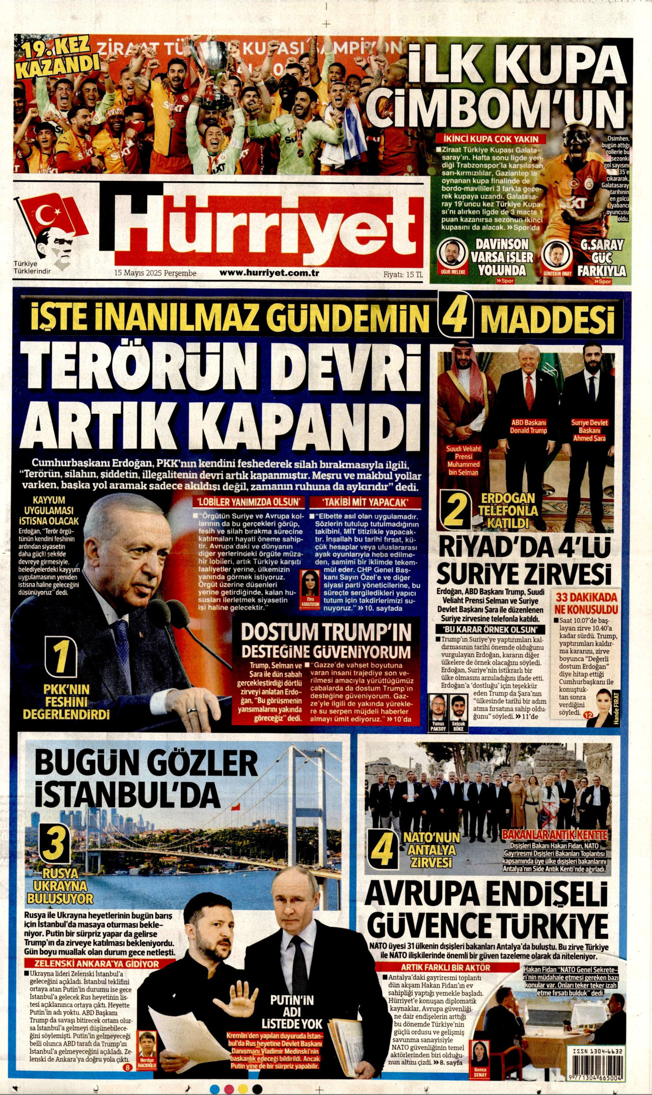 HÜRRİYET Gazete Manşeti
