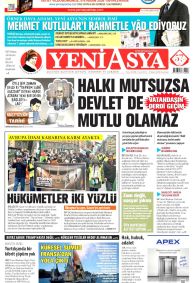 Yeni Asya Gazetesi Gazete Manşeti