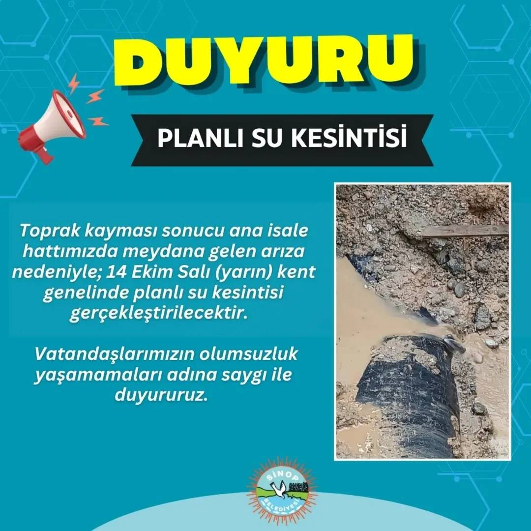 Belediyeden su kesintisi uyarısı