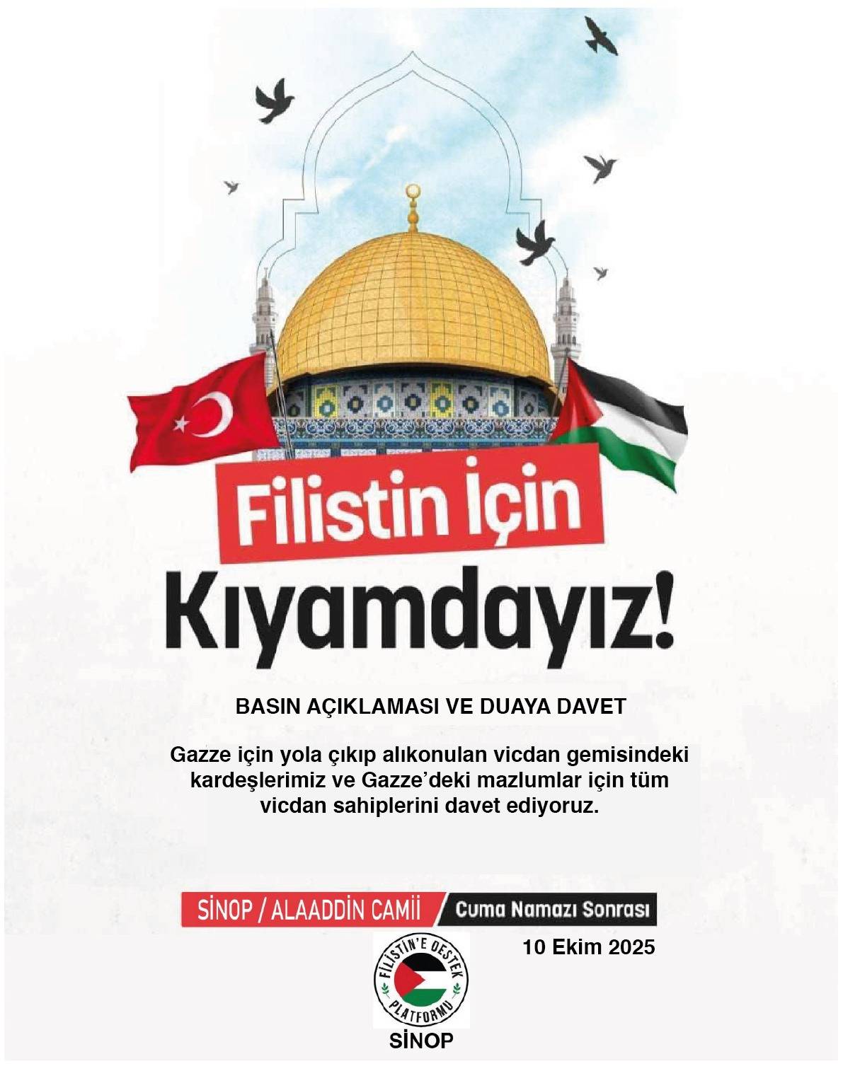 Sinop’tan Filistin'e destek çağrısı