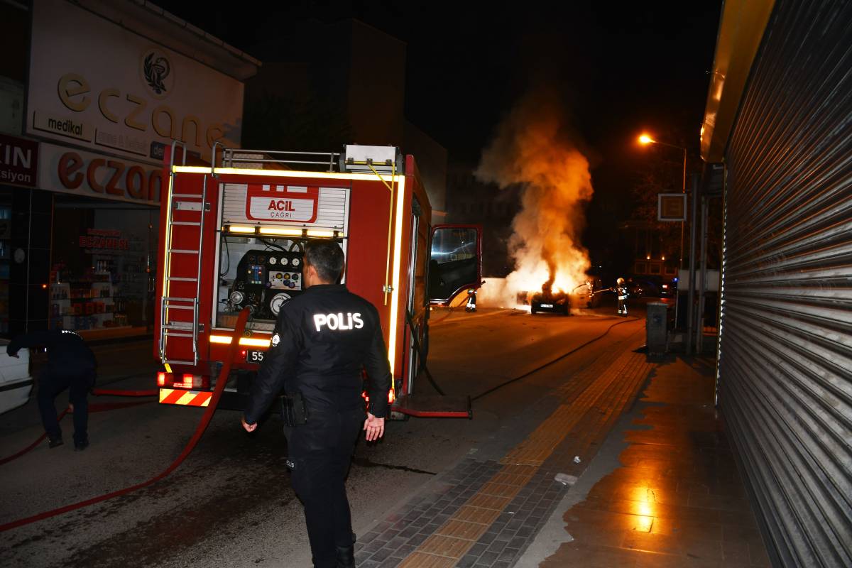 Park halindeki otomobil cayır cayır yandı