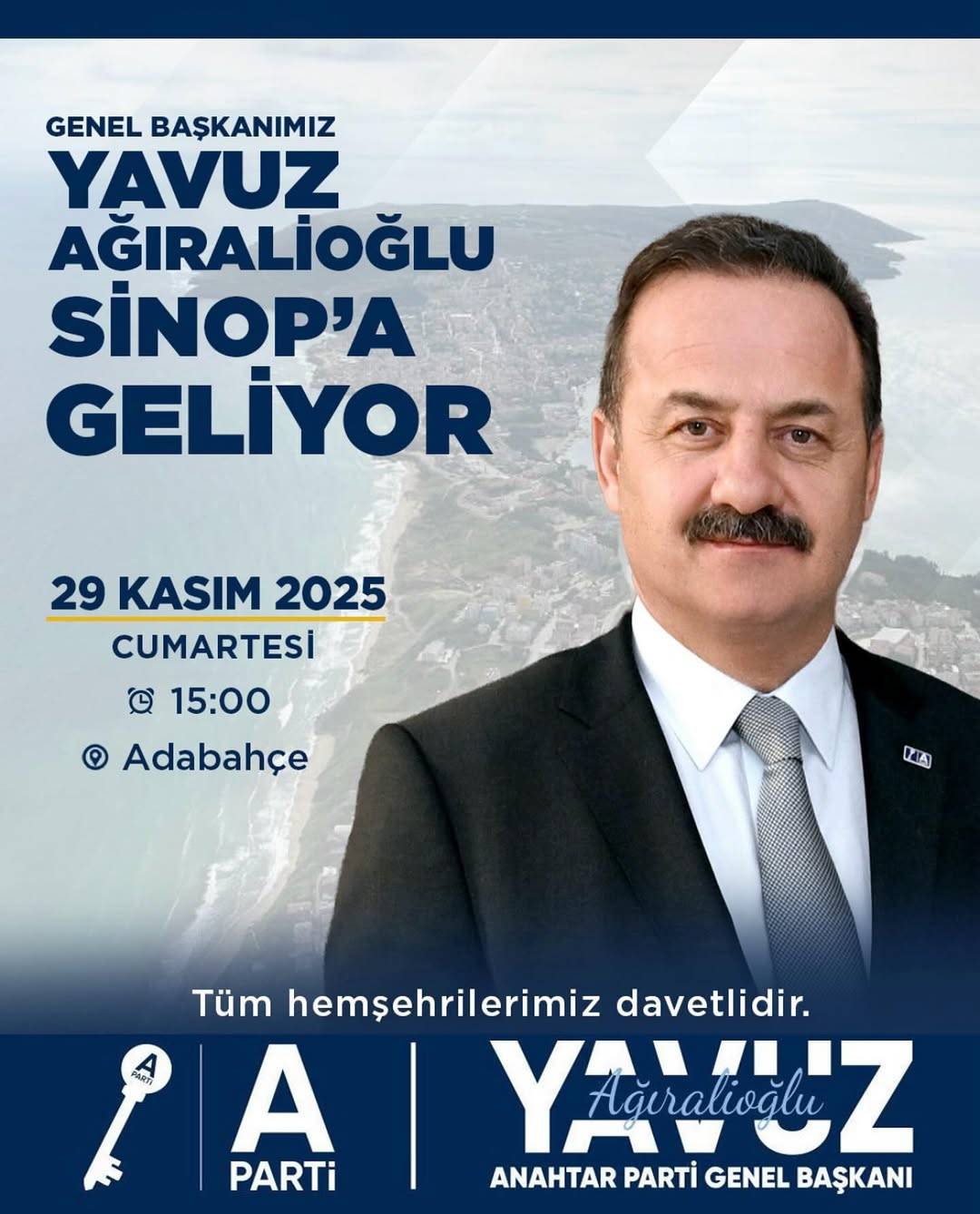 Anahtar Parti Lideri Ağıralioğlu, Sinop'ta halkla buluşacak