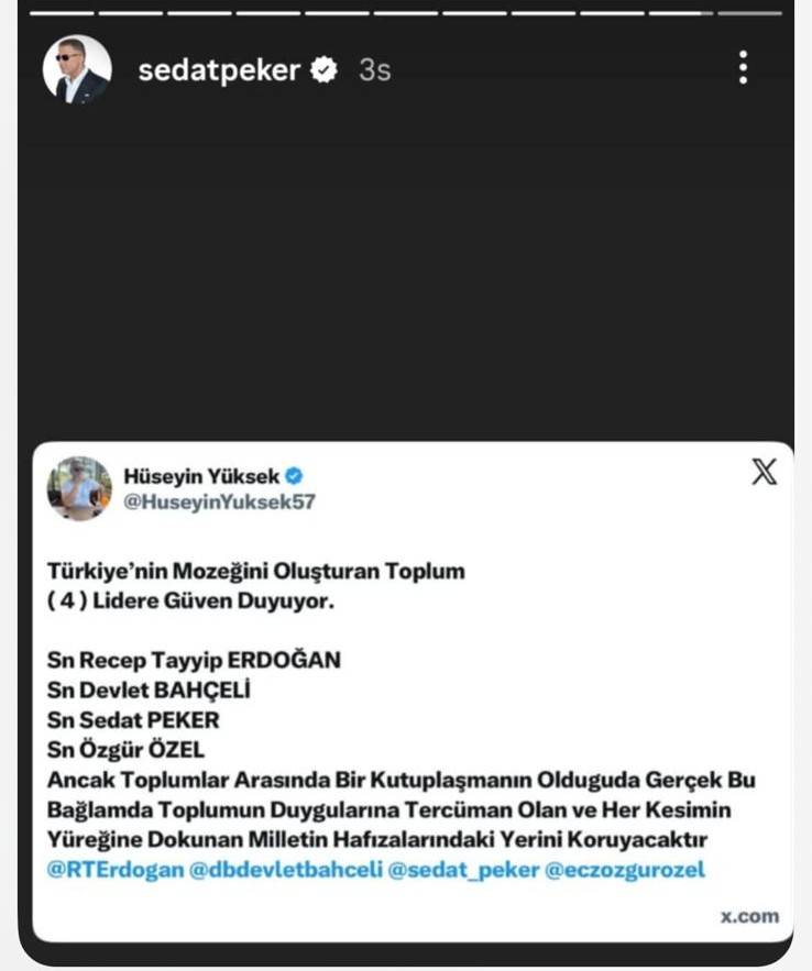 Peker'den Yüksek'in çıkışına anında destek: O paylaşımı yayınladı